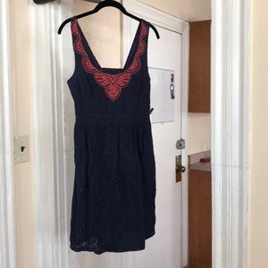 Blue embroidered dress